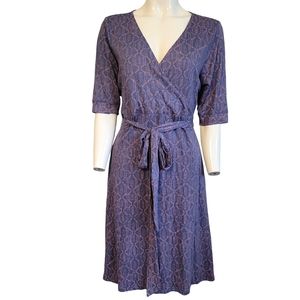 Toad&CO Cue Wrap Cafe Dress Short Sleeve Blue Organic Cotton TENCEL sz XL